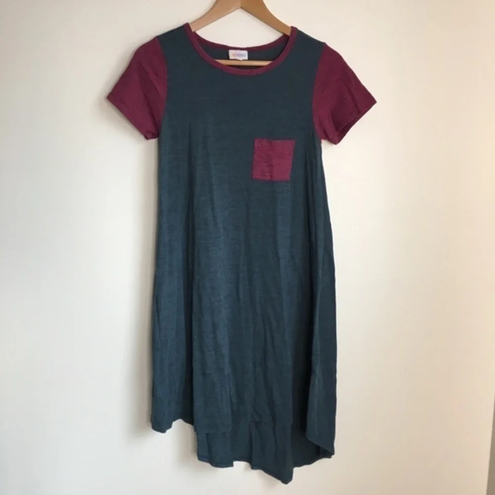 Lularoe Carly high low Swing Dress color block Short Sleeve Womens Size … - Picture 1 of 5